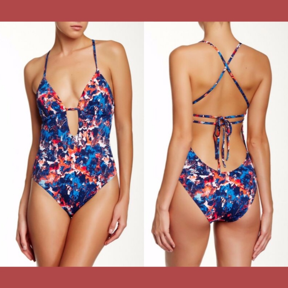 NWT $121 Tart Hera Keyhole One Piece Swimsuit in Water [SZ Small‎ ]